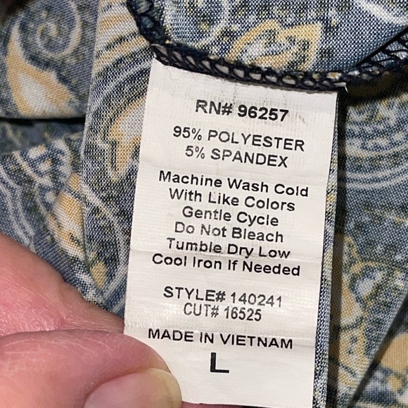 Perseption Concept Women's Dress Size L Blue Gold Knee Length Bell Sleeves - Picture 7 of 7